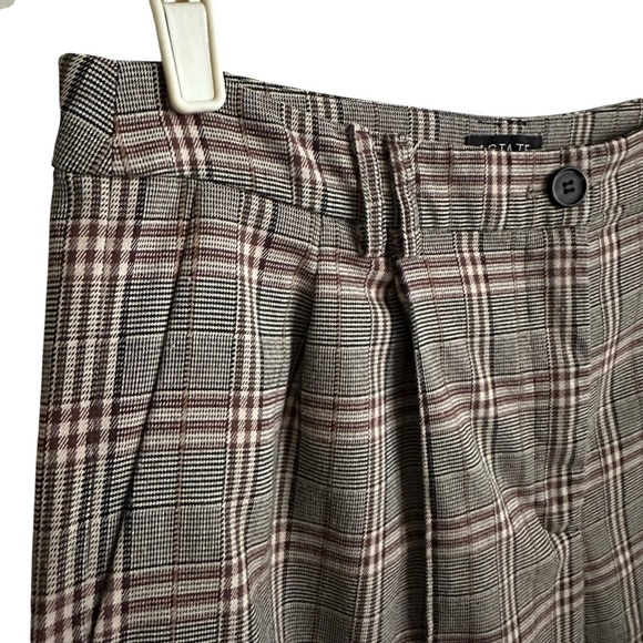 1. STATE Brown Plaid High Waist Wide Leg Trousers Career Workwear Preppy Pants - Picture 5 of 15